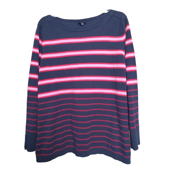 Talbots Woman Blue Striped Crew Neck Long Sleeve Pullover Sweater Size 3X - Picture 1 of 4